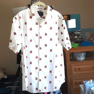 Holiday short sleeve button down